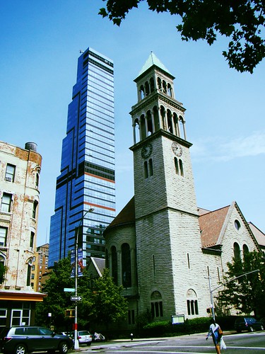 church & skyscraper
