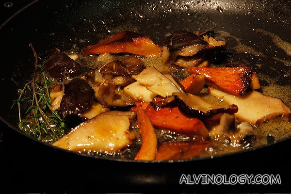 Cooking the wild mushrooms