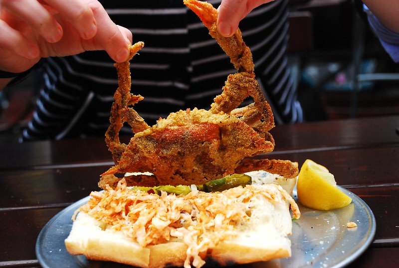 Soft shell crab po boy: Tchoup Shop pop up restaurant at D.B.A. brooklyn