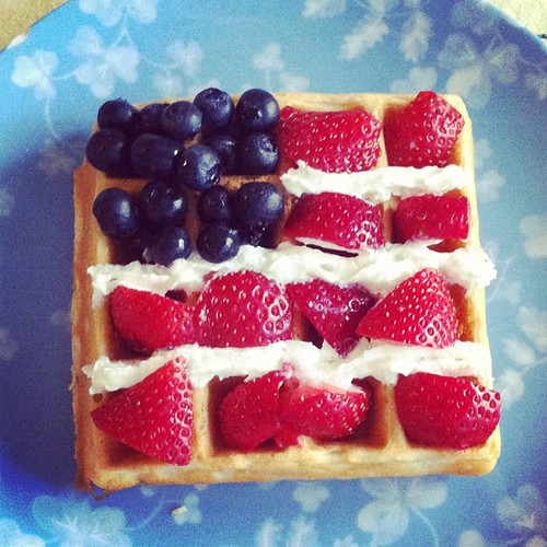 Teaching the kids to celebrate our independence just like our forefathers did.   With flag waffles! by joeyinteractive