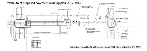 Wells Street bridge striping plans (extract)