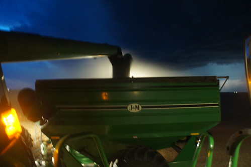 Unloading into the Grain Cart at Night