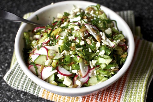 chop chop salad with feta, lime, mint