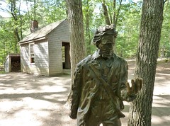 Thoreau with replica house