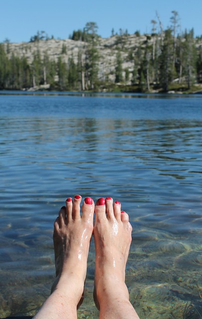 Dipping the Toes in Lovely Long Lake