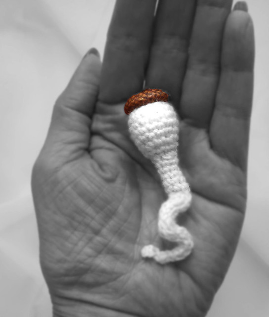 Crochet amigurumi Acorn sperm ornament mature