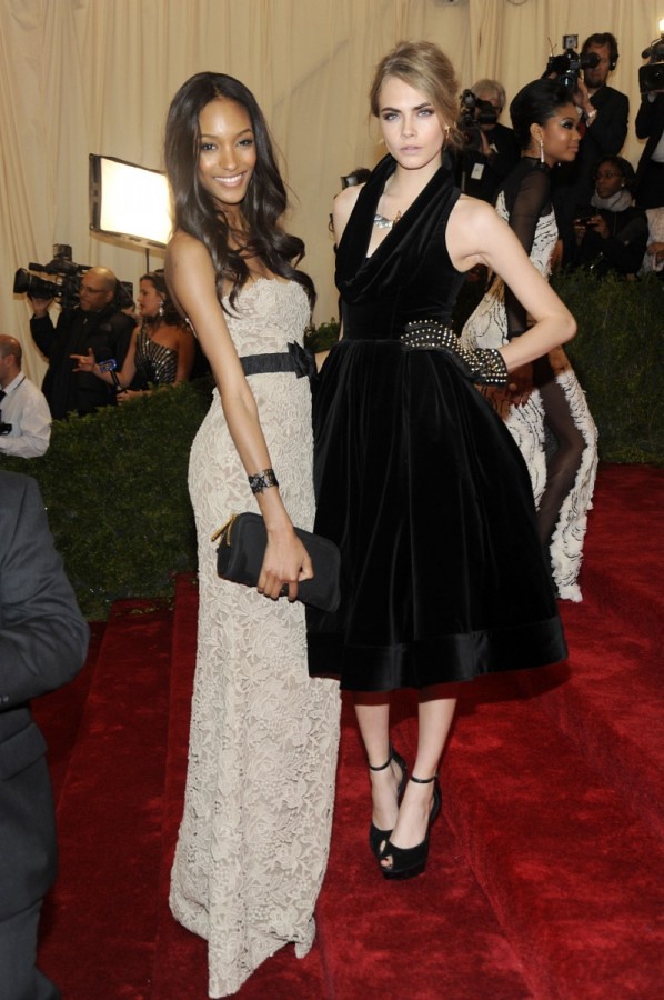 1 - Cara Delevingne and Jourdan Dunn wearing Burberry to The Metropolitan Museum of Art 2012 Costume Institute Benefit in NY, 07.05.12