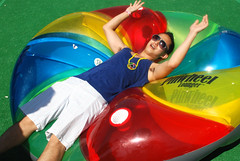 Ryan trying to relax on an inflatable toy