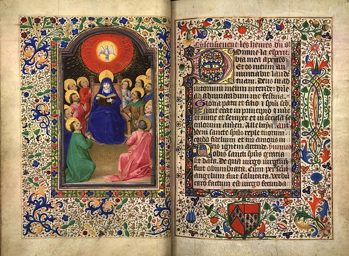 004-El santo espiritu visita a los apostoles-folio 34 verso-Heures d'Isabeau de Roubaix- Bibliothèque numérique de Roubaix  MS 6