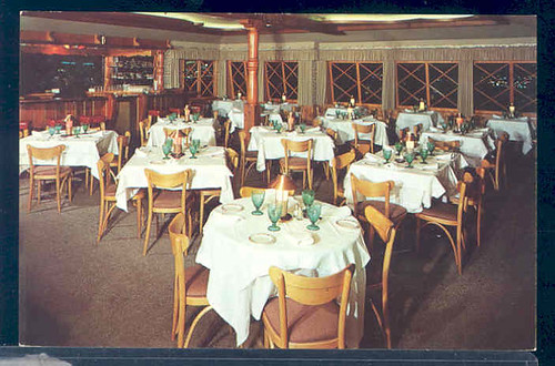 postcard interior Marquis Restaurant at 8240 Sunset Strip in Hollywood, California.
