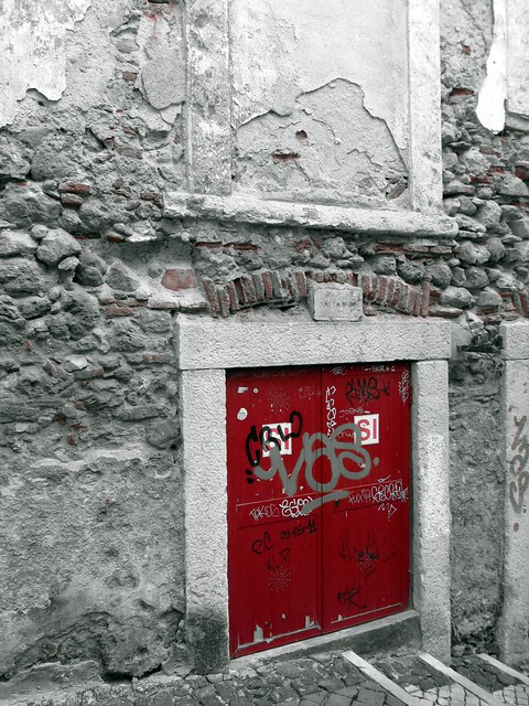 Red door, Lisbon, Portugal