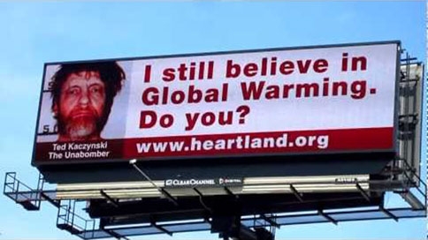 billboard featuring Unabomber Ted Kaczynski