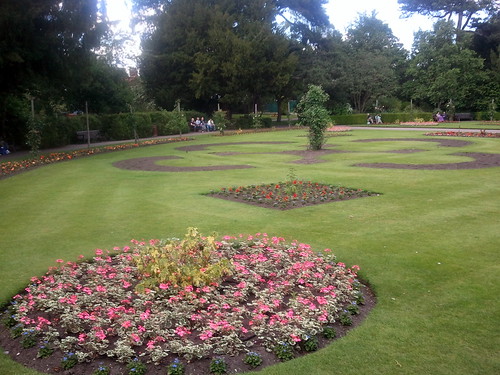The meticulous flower beds at the Abbey Gardens