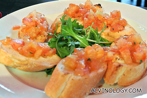 Bruschetta: Toasted 'Crostini' topped with Tomato, Garlic and Basil