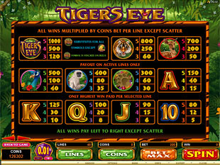 Tiger's Eye Slots Payout