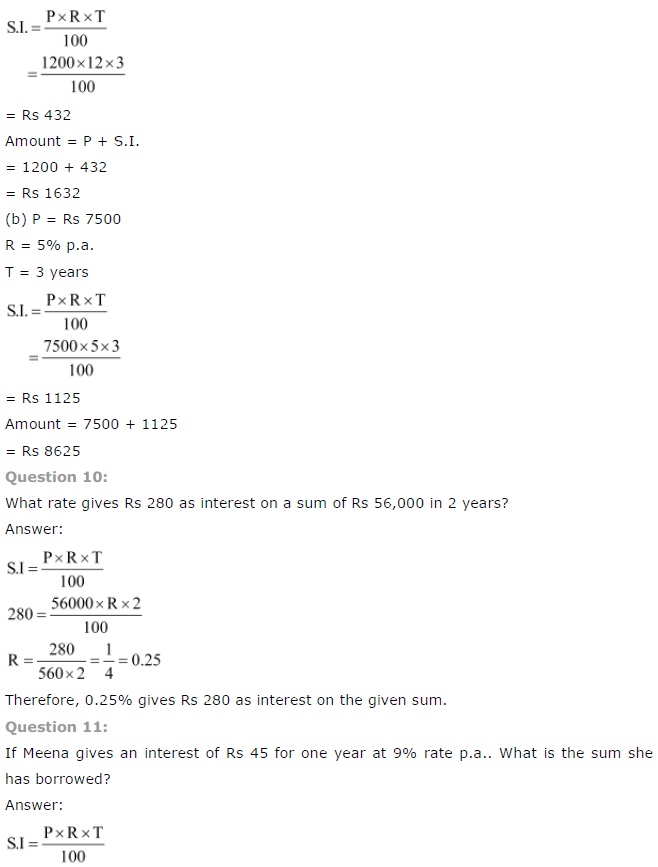 NCERT Solutions for Class 7th Maths Comparing Quantities Exercise 8.3