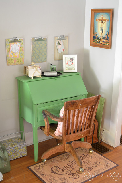 Green vintage secretary desk!
