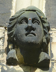 Stone face, with ladybird