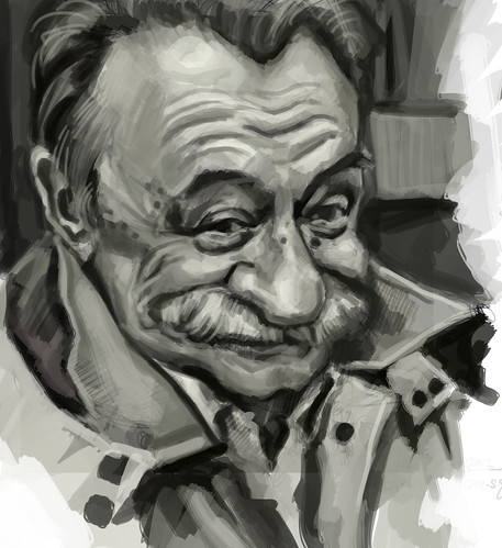 digital caricature of Mario Benedetti - 2