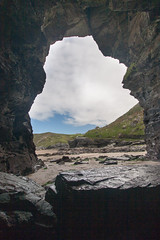Trebarwith Beach from inside a cave