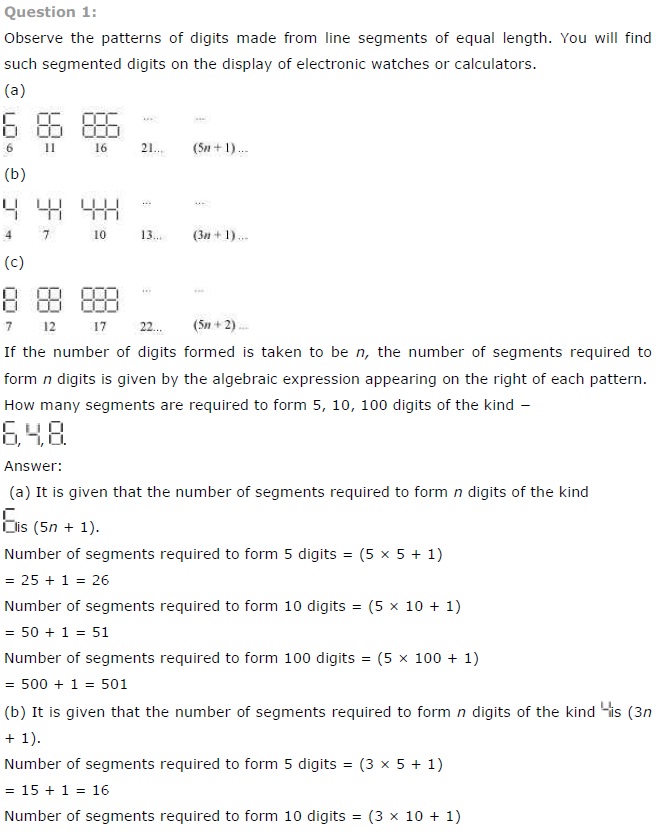 NCERT Solutions for Class 7th Maths Chapter 12 Algebraic Expressions Exercise 12.4