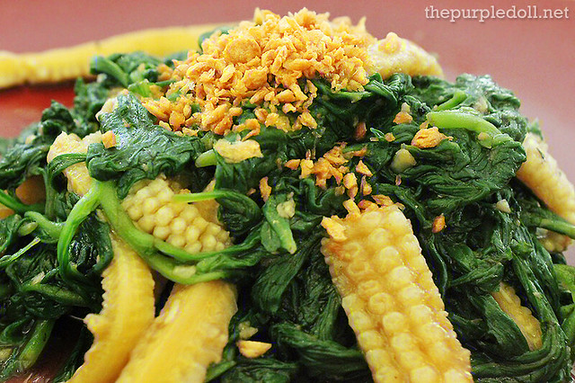 Sautéed Spinach and Young Corn in Oyster Sauce