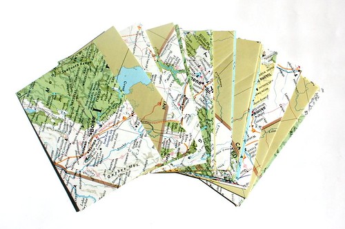 Envelopes upcycled from vintage maps