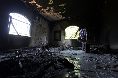 Inside the former US Consulate in Benghazi in the aftermath of an attack that resulted in the death of the American ambassador and other personnel. Rebel government forces say the attack was planned. by Pan-African News Wire File Photos