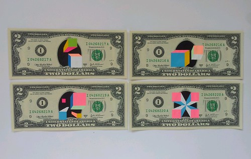 20 doodled dollars #17,18,19 and 20 by Carl Cashman