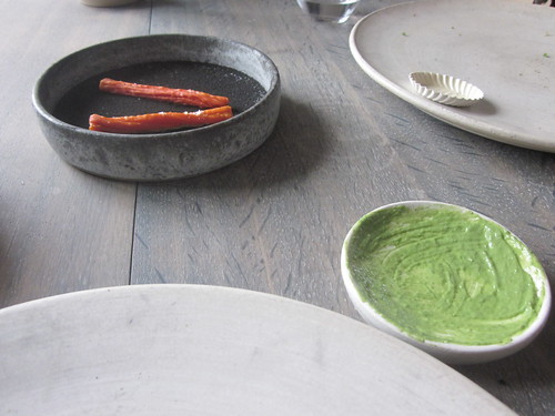 Noma - Copenhagen - August 2012 - Grilled Dried Carrot on Ash and Sorrell Emulsion