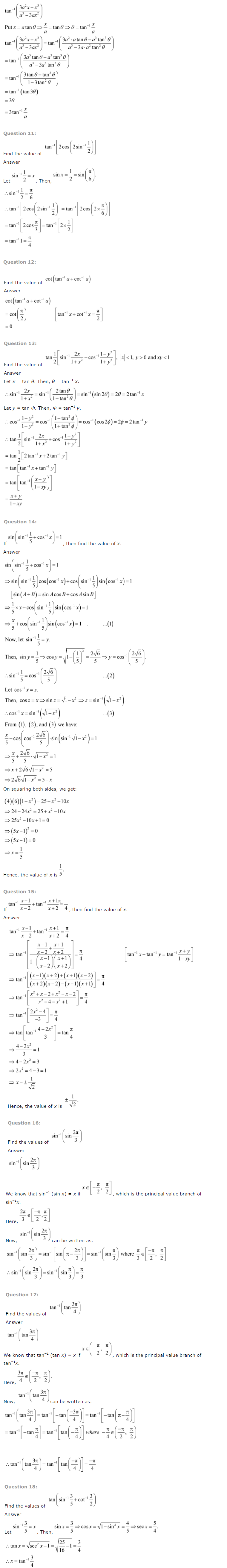 NCERT Solutions for Class 12 Maths Chapter 2 Inverse Trigonometric Functions ex 2.3