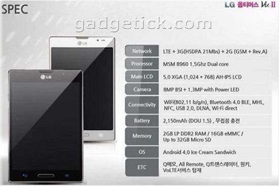 характеристики LG Optimus Vu II