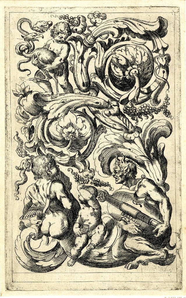 ornamental print with acanthus plants