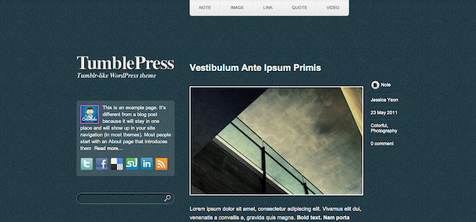 Theme TumblePress mang phong cách Tumblr dành cho WordPress