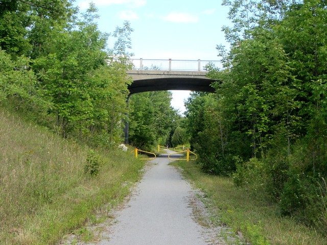 Highway 7 bridge over rail trail