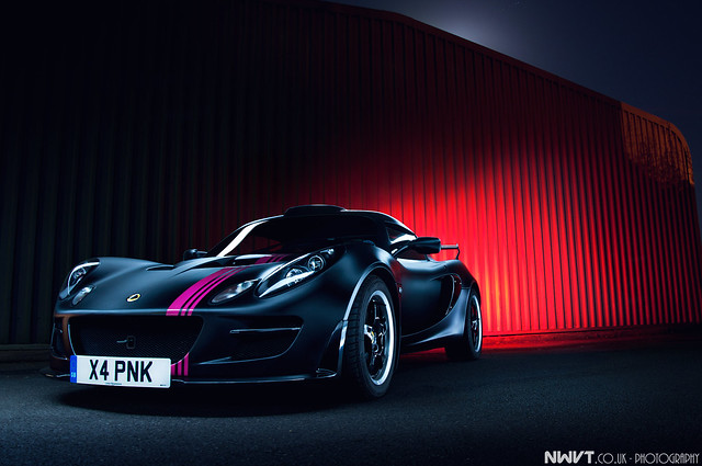 Satin Black and Pink Lotus Exige S Long Exposure Light Painted