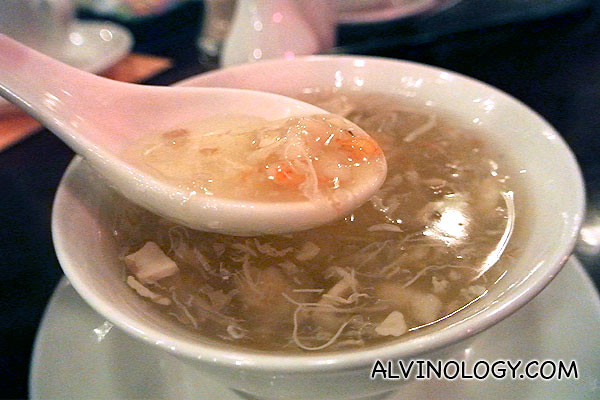 Diced seafood, bamboo pith in condensed broth