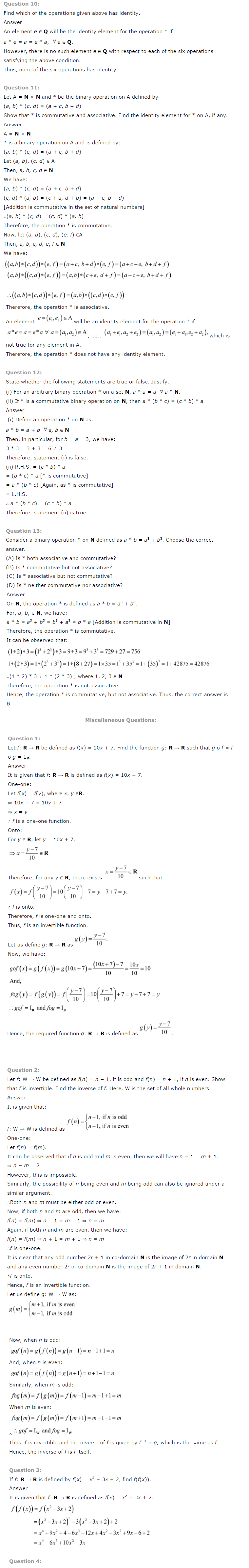 NCERT Solutions For Class 12 Maths Chapter 1 Relations and Functions-10