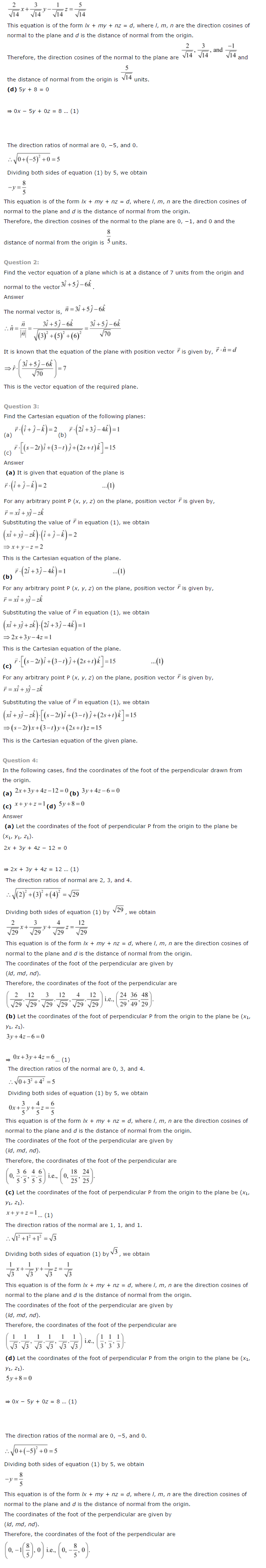NCERT Solutions for Class 12 Maths Chapter 11 Three Dimensional Geometry ex 11.5
