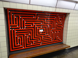 Warren Street tiled art in the shape of a maze
