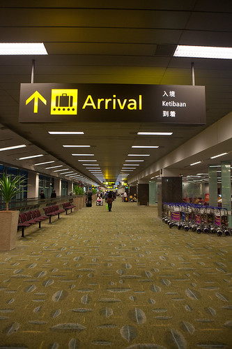 Arrival sign at Changi Airport, Singapore