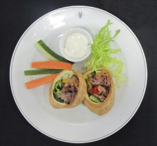 Roast Beef Wrap with Crudites and Dip