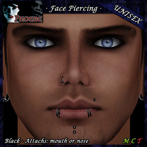 P Unisex Face Piercing ~ Serie P3 ~ Black