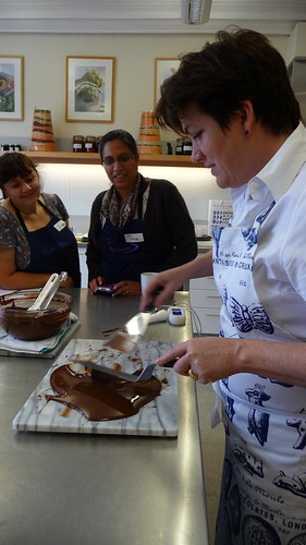 Chantal tempering the chocolate