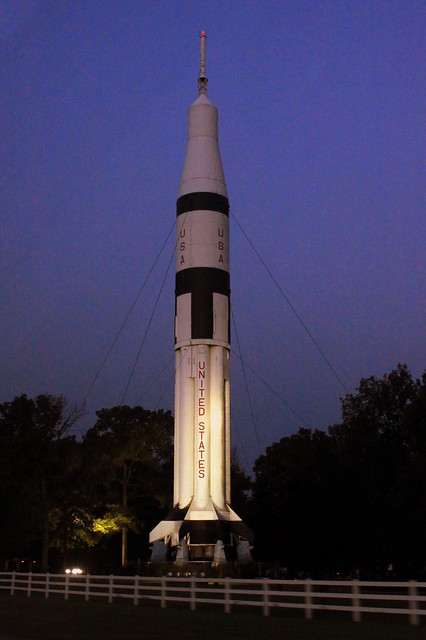 Saturn 1B rocket at dusk