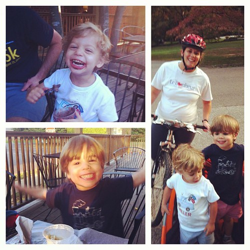 Perfect Sunday night...family bike ride to Cheffie's for dinner and ice cream.