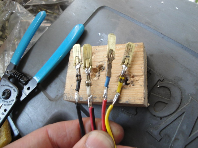 terminals soldered to new wires