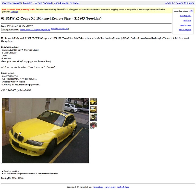 2001 Z3 Coupe | Dakar Yellow | Dream Red | Ad Screenshot