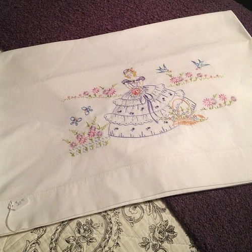 Hand embroidered pillow cases