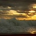 Roaring waves inthe sunset